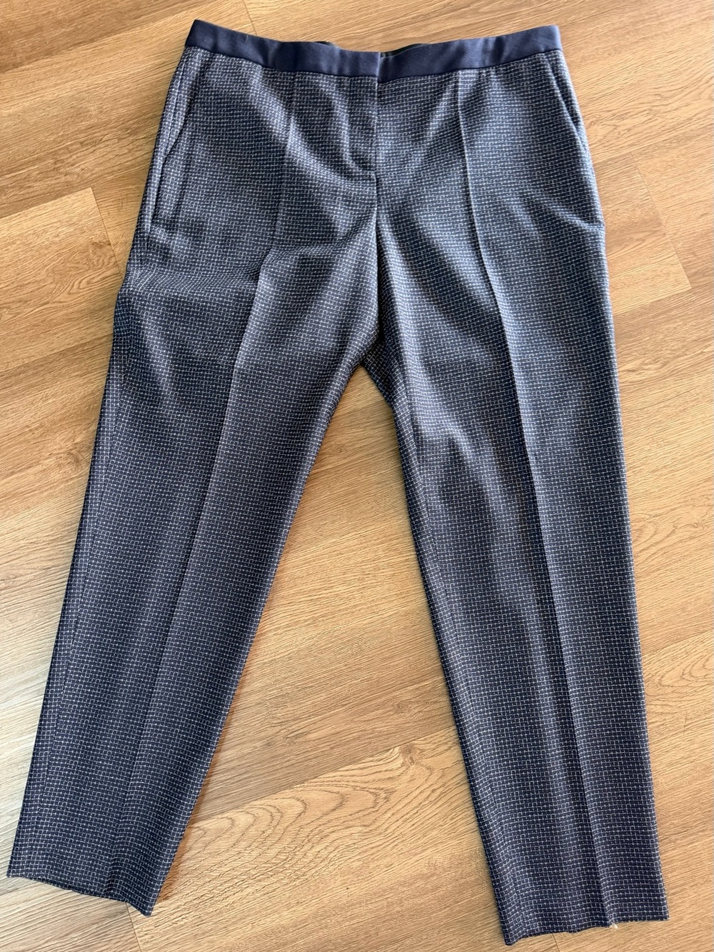 Boss Navy Micro Check Pattern Dress Pants - Slim Tailored Sz 10